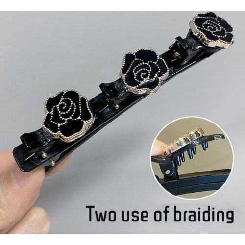 1pcs Women Girl Hair Clip Plastic Flower Hairpin Make-up Tool Double Braid Headclip Hair Accessories Two Use Hairstyle Headwear