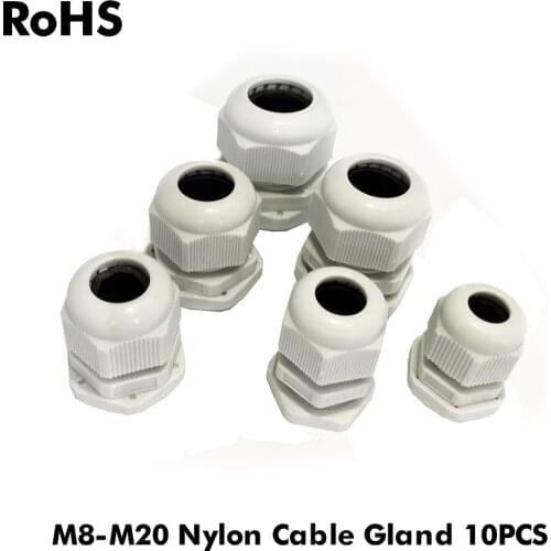 10pcs M8 Black Cable Glands Waterproof Plastic Nylon Cable Gland Connectors Joints M20