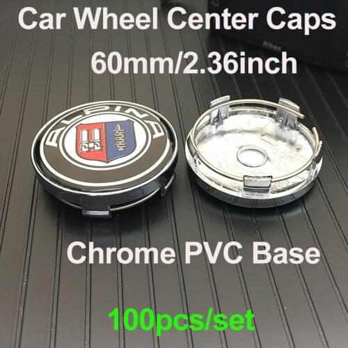 100pcs for Bmw Car Styling 60MM Blue White/Alpina/Full black 6cm Car Wheel Center Caps 2.36" PVC Wheel Hub Caps