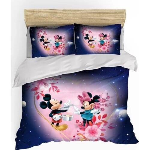 3D Disney Lovely Minnie Mouse Duvet Cover Pillowcases Comforter Cover Set for Boys Girls Bedroom Decor Full Size Birthday Gifts
