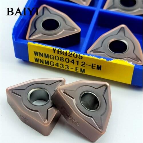 50PCS WNMG080412-EM YBG205 CNC carbide inserts WNMG080412 WNMG433 high quality Turning tools For stainless steel