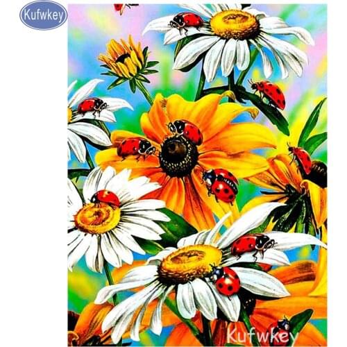 5d diy,Diamond Painting Cross-Stitch Full,Diamond Embroidery flower Lady beetle Diamond Mosaic pattern,beaded embroidery,gifts