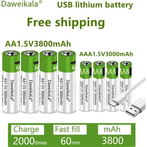 Rechargeable AA 1.5V 3800mah / 1.5V AAA 3000mAh lithium battery flashlight toy watch MP3 player lithium battery replacement
