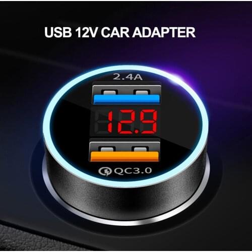 30W 3.1A Car Charger Quick Charge Digital Display Dual USB QC3.0 Car Adapter Cigarette Lighter for Samsung Mobile Phone