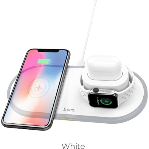 HOCO CW21 3 in1 Qi Wireless Charger Pad for iPhone 11 Pro X XS Max XR for Apple Watch 4 3 2 Airpods 10W Fast Charge For Samsung