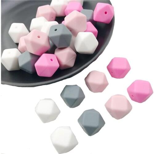 20Pcs Colorful Hex Silicone Beads Diy Feeding Infant Pacifier Chain Nurse Gift Baby Teether Baby Show Gifts 17mm