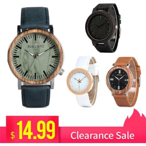 BOBO BIRD Promotion Wood Watch Fashion Casual Wristwatch relogio Leather Band Christmas Gift Birthday Present in Box