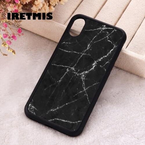 Iretmis 5 5S SE 2020 Phone Cover Case for iPhone 6 6S 7 8 Plus X Xs XR 11 12 Mini Pro Max Silicone TPU Black and white Marble