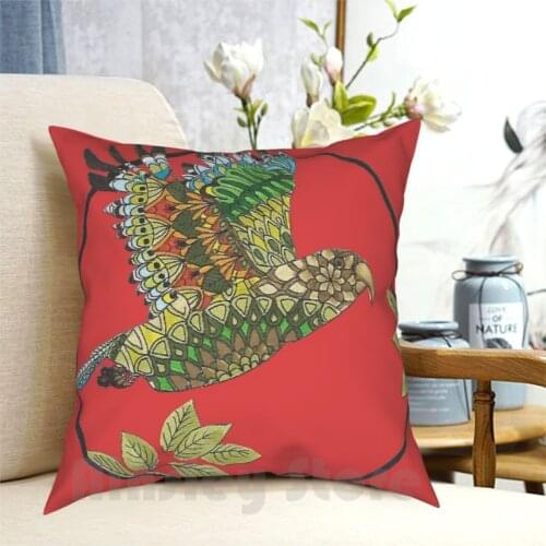 Mandala Kea In Flight Pillow Case Printed Home Soft Throw Pillow Kea Bird Kiwiana New Zealand Leaves Nature Nz Birds
