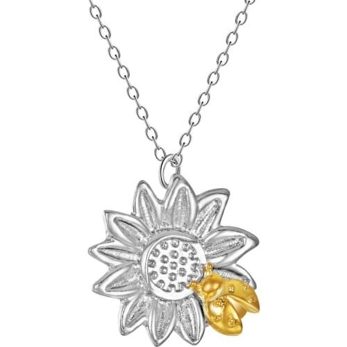 CHENGXUN Spring Fashion SunFlower Necklace Pendant For Women Accessories Sunflower Ladybug Choker Necklaces Wedding Jewelry