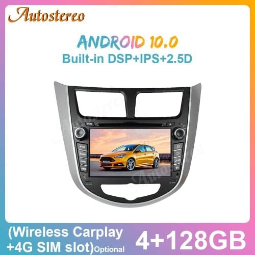 For Hyundai Accent Verna 2011-2012 Android 10 4+128G IPS Car GPS Navigation Radio Stereo Tape Recorder Multimedia Player Carplay