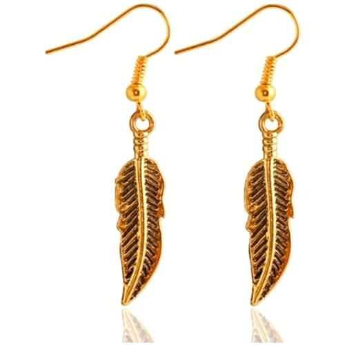 Women Girl fashion Cheap brand silver vintage gold leaf alloy dangle earrings pendientes brincos cc ali express jewelry