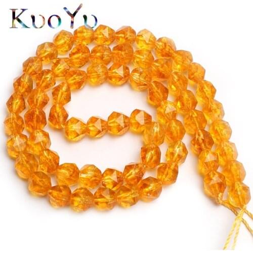 Faceted Yellow Citrines Quartz Beads Natural Stone Beads For Jewelry Making 15inches 6/8/10/12mm Pick Size DIY Bracelet Necklace