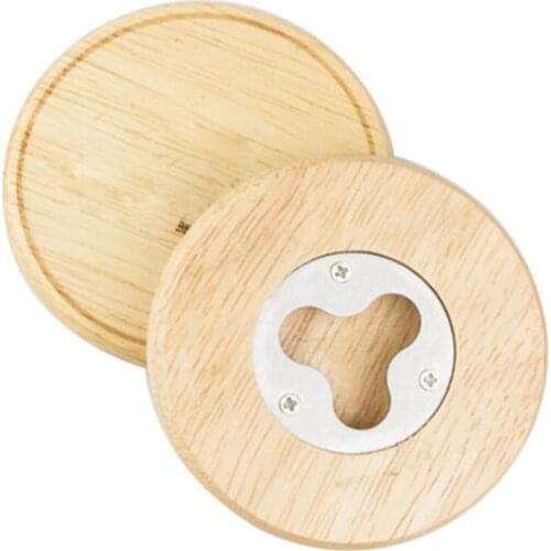 Innovative Design Magnetic A Bottle Opener Wood Round Fridge Magnet Opener Coaster Bottle Opener With Magnets LX2415