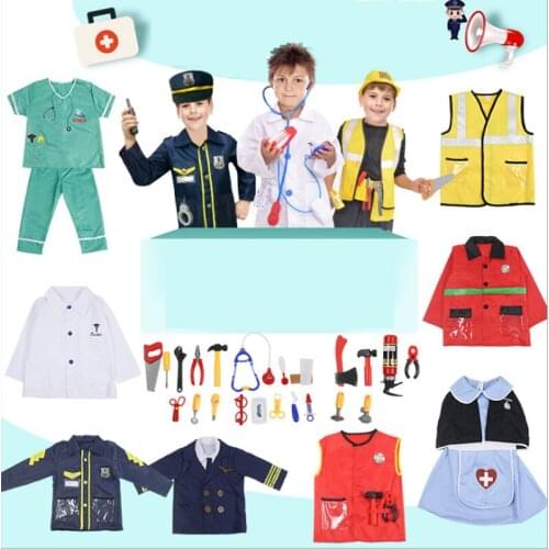 Halloween Carnival Party Pilot Cosplay Costumes for Kids Boys Birthday Gift Girls Flight Air Stewardess Doctor Veterinarian