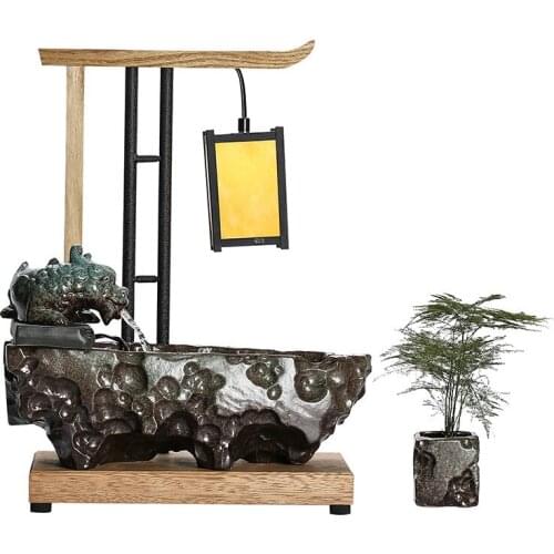 Feng Shui Fortune Ceramic Water Fountain Decoration Living Room Wine Cabinet Desktop Home Decoration Creative Zen Water Purifier