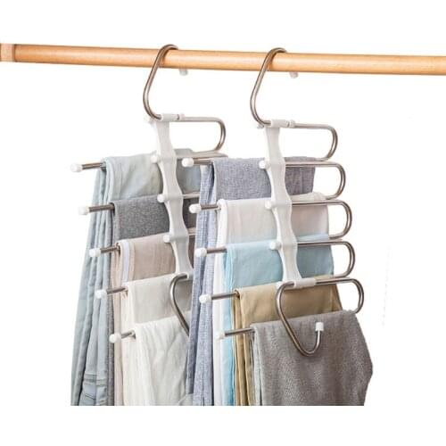 Multifunction Pants Hanger 5 Tier Stainless Steel Trousers Rack Clothes Storage 896A