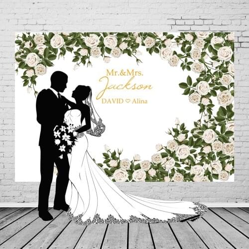 Mocsicka Wedding Photography Background Couple Romantic Wedding Photo Backdrops Customizable Name Decoration Props Studio