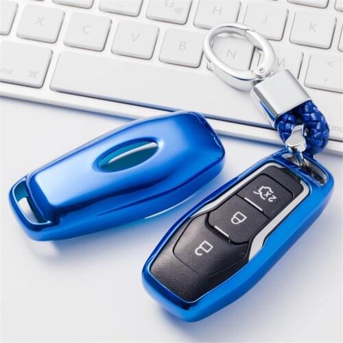 Soft TPU Car Key Cover Case Shell Fob For Ford Focus 2 3 Fiesta MK2 MK3 MK7 Ranger Mondeo MK4 Fusion Hand-woven Keychain Keyring