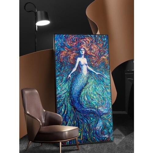 Wall Art Landscape Picture Canvas Print Abstract Mermaid Oil Painting For Living Room Home Decor No Frame