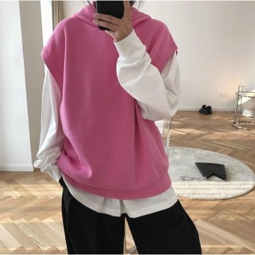 New woman cashmere vest with hood loveMODA