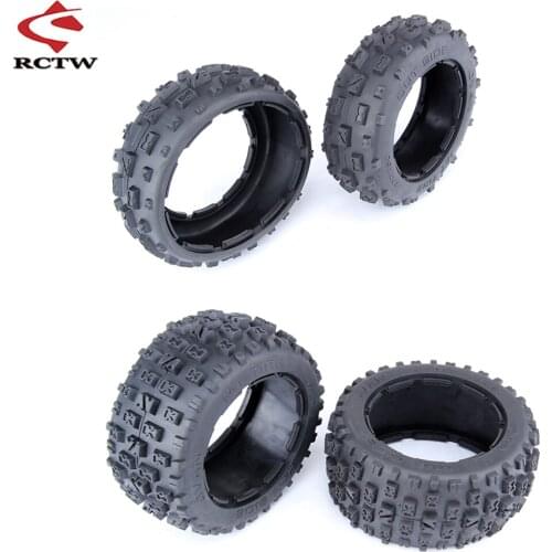 Front and Rear Wasteland Tires Skin Assembly Set (Front Size:170x60 Rear 170x80) for 1/5 HPI Rofun Rovan KM Baja 5B Rc Car Parts