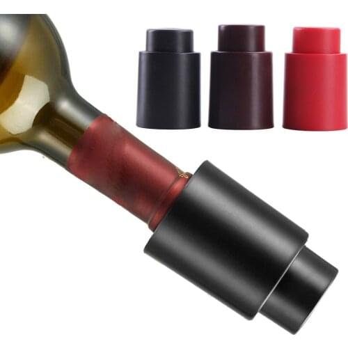 Plastic Push-type Vacuum Wine Stopper Freshing Keeper Wine Water Cap Bottle Stopper Kitchen Topper Pumping Drink Vacuum Stopper