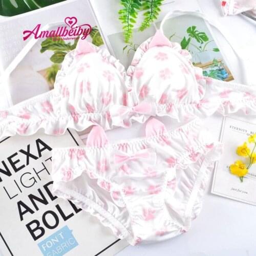 Sexy White Fairy Wide-button Adjusted Underwear Japanese Retro Embroidered Flower Lace Thin Bra Set Conjunto Lenceria Mujer