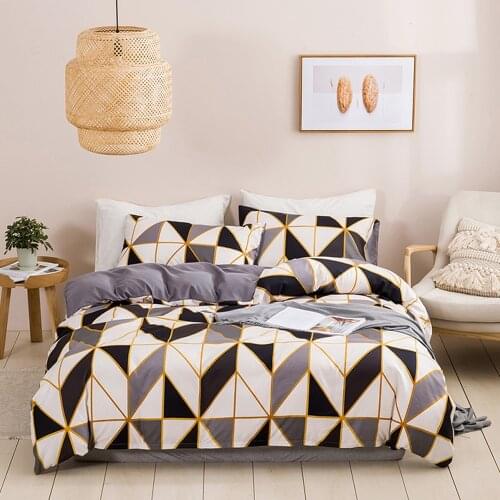 Fashion Duvet Cover Set mit Pillowcases Geometric Design Grey Black Women Girls Boys Home Bedclothes Twin Double Queen King Size