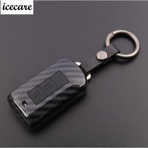 Carbon Fiber Silicone Key Cover Case For Mitsubishi Colt Outlander 2016 Lancer 10 Pajero Sport ASX L200 Smart 2/3 Buttons