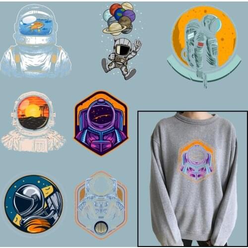 Astronauts Heat Transfer Printing Stickers on Clothes Heat-sensitive Patches for Clothing DIY T-shirt Garment Accessories