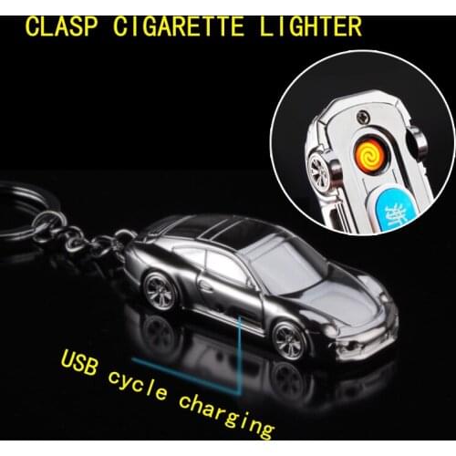 USB Flameless Lighter Metal Car Model With Lighting Rechargeable Lighter Cigarette Accessories Men Gift