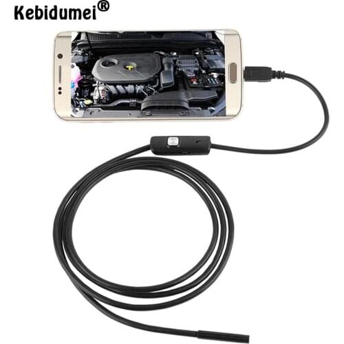 Kebidumei 1M 7mm USB Cable Mini Rigid Inspection Camera Snake Tube Waterproof Endoscope Borescope With 6 LED For Android Phone