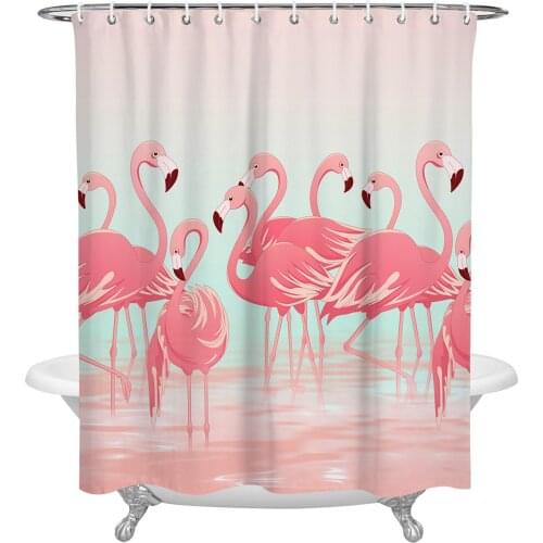 Tropical Animal Flamingo Shower Curtain Waterproof Polyester Fabric Shower Curtains Home Decoration Curtain with Hook