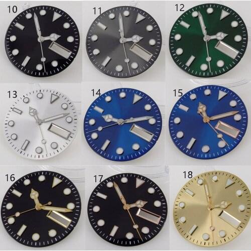 Green Luminous 29mm Watch Face Sterile Dial Parts For 24 Jewels NH36 Movement For Watch Wristwatch Replacement Date Week Window