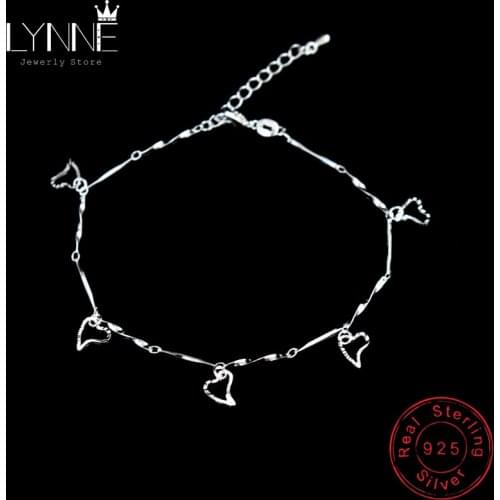 New Fashion Heart Pendant Anklet Foot Chain Ladies 925 Sterling Silver Beach Anklets Bracelet For Women Pulseras Jewelry Gift