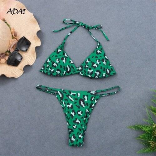 Micro Bikini Womens Swimswear 2021 Leopard Swimming Bathing Suit 2 Piece String Biquini Beach Wear Backless Monokin Swimsuit