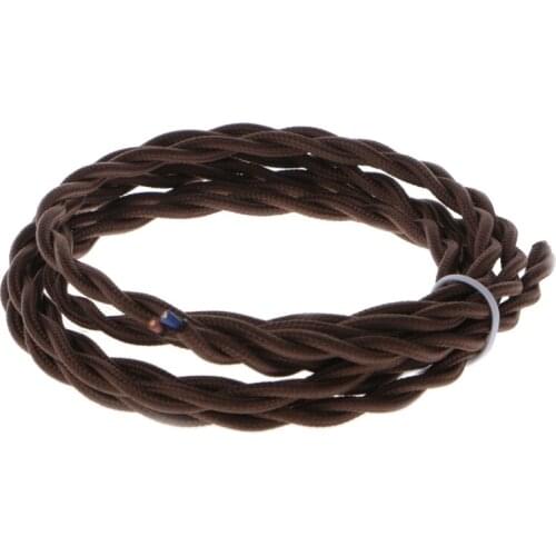 2 M 2x0.75 Coffee Vintage Retro Twist Braided Fabric Light Cable Electric Wire