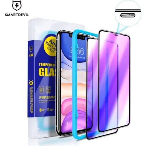 SmartDevil 2Pcs Screen Protectors For iPhone 11Pro 11 Pro Max Full Cover Dust Proof Glass For iPhone X XS MAX XR Anti Blue Ray