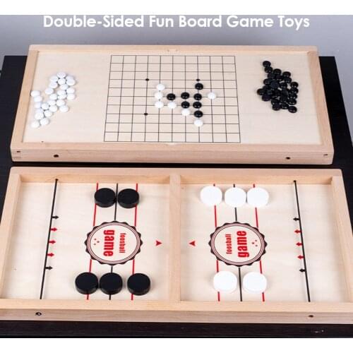 2 in 1 Foosball Winner Fast Sling Puck Game Table Ice Hockey Gobang Catapult Chess Wooden Parent-child Interactive Board Game