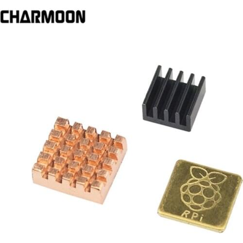 3 Pcs Raspberry Pi 3 Model B + Plus Heat Sink 1 Aluminum + 2 Copper with Logo Cooling Pad disipador Heatsink for Raspberry Pi 3