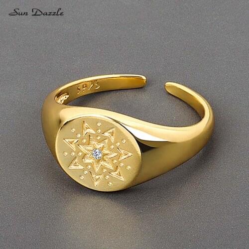 30% Silver Copper Rings for Man Women Simple Punk Rock Luxury Personality SunFlower 18K Gold Female Male Ring Fine Jewelry