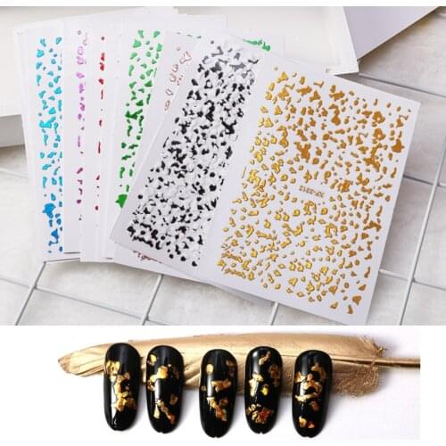 4/12pcs Gold Spot Nail Sticker Colorful Pink Silver Black Nail Art Adhesive DIY Foil Tips