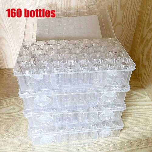 40/80/120/160 Bottles Diamond Painting Accessory Box Container Embroidery Mosaic Tools Bead Cross Stitch Plastic Drill Storage