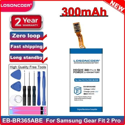 LOSONCOER EB-BR365ABE 300mAh Battery for Samsung Gear Fit2 Pro Fitness SM-R365 R365 Gear Fit 2 Pro GH43-04770A Batteries
