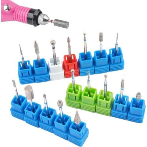 Diamond Nail Drill Bit 3/32" Rotary Cuticle Burr Manicure Cutters Drill Accessories Nail Cuticle Remove Tools Mills Nail Files