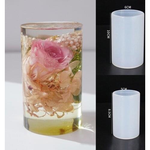 Cylinder Resin Casting Mold Translucent Silicone Epoxy Mould DIY Craft Dried Flower Resin Decorative Jewelry Making Tools