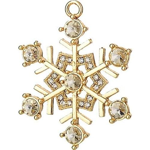 Double Nose Metal Alloy crystal Snow snowflake pendant charms