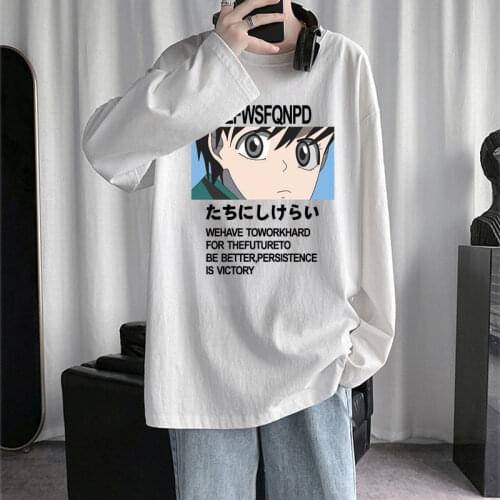 Long-sleeved T-shirt male Korean version loose trend loose Hong Kong style bottoming shirt white T-shirt new trend all-match