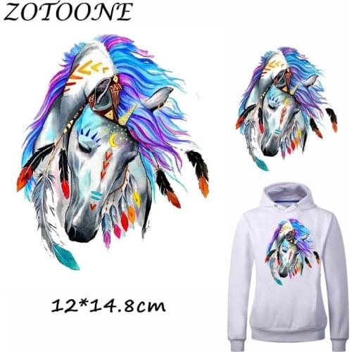 ZOTOONE Indian Fashion Horse Patch for Clothing Iron-On Garment Heat Transfer Badges Diy Accessory T Shirt Deco Applique Patches